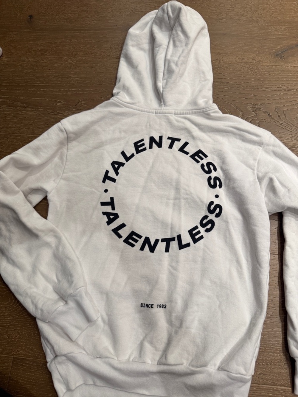 Talentless White Hoodie XS Oversized Logo Sweatshirt Pullover Streetwear Cozy - Picture 7 of 8